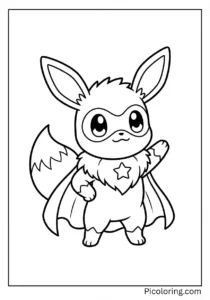 Eevee dressed as a brave superhero with cape