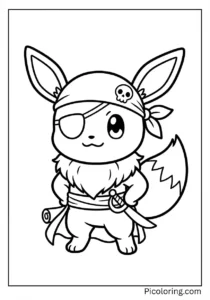 Eevee dressed as a pirate with eye patch