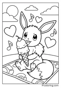 Eevee enjoying a refreshing ice cream cone
