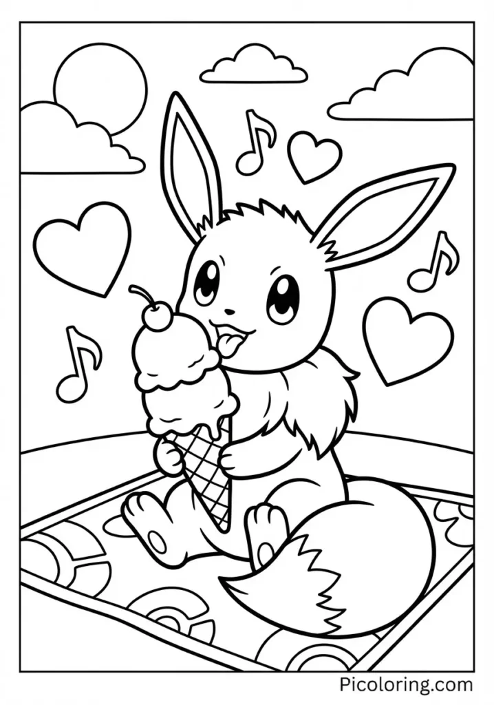 Eevee enjoying a refreshing ice cream cone