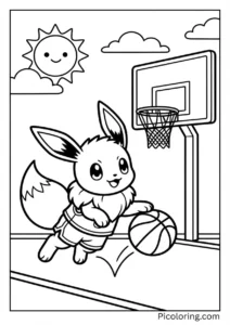 Eevee-playing-basketball-with-a-hoop