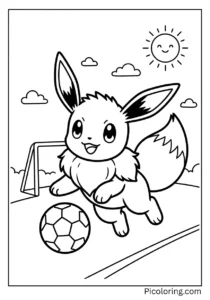 Eevee-playing-soccer-with-a-ball