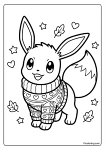Eevee wearing a cozy warm sweater