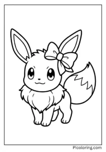 Eevee wearing a cute pink bow ribbon