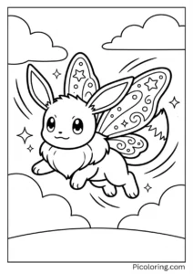 Eevee with beautiful sparkly fairy wings flying