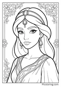 A beautiful portrait of Jasmine wearing her royal headband and earrings