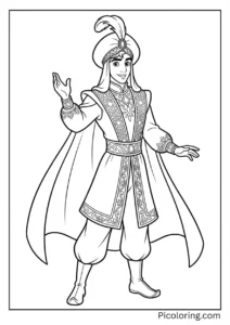 Aladdin dressed in his fancy prince outfit with turban and cape Aladdin dressed in his fancy prince outfit with turban and cape