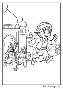 Aladdin jumping and running from palace guards Aladdin jumping and running from palace guards