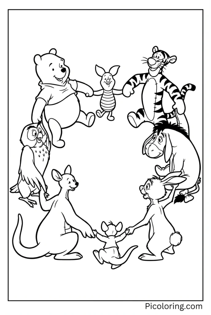 All characters holding hands in a circle