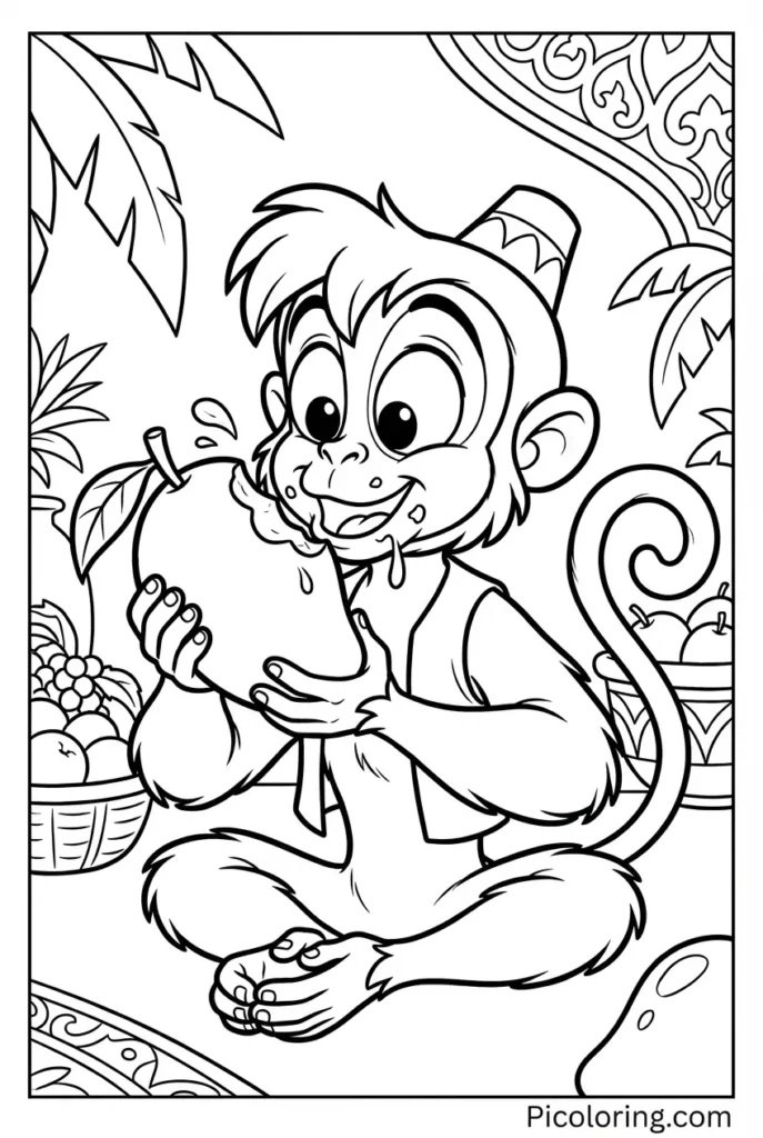 Cute Abu happily munching on his favorite fruit