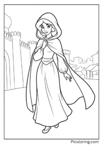 Jasmine wearing her hooded cloak from when she escaped the palace Jasmine wearing her hooded cloak from when she escaped the palace