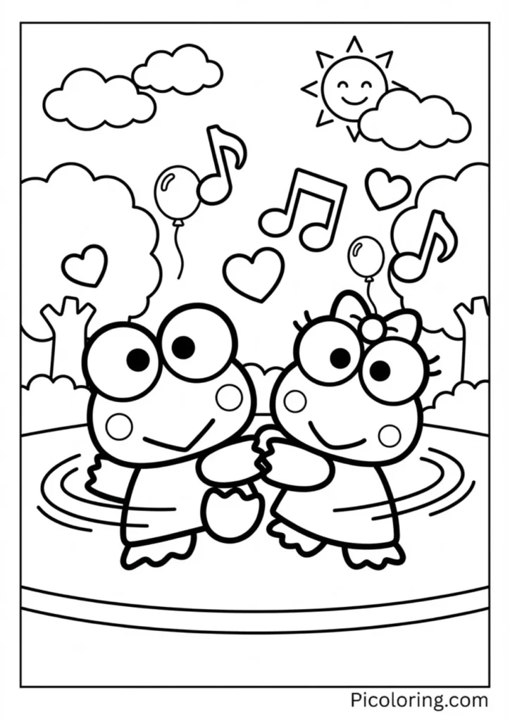 Keroppi dancing with his girlfriend Keroleen