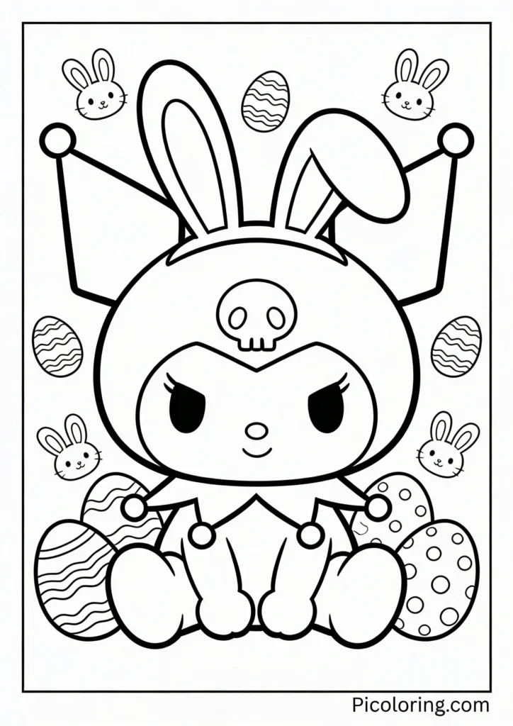 Kuromi with Easter eggs and bunny ears decoration