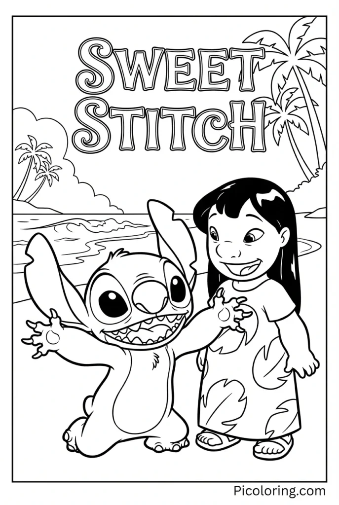 Sweet Stitch with arms wide open ready to give a loving hug