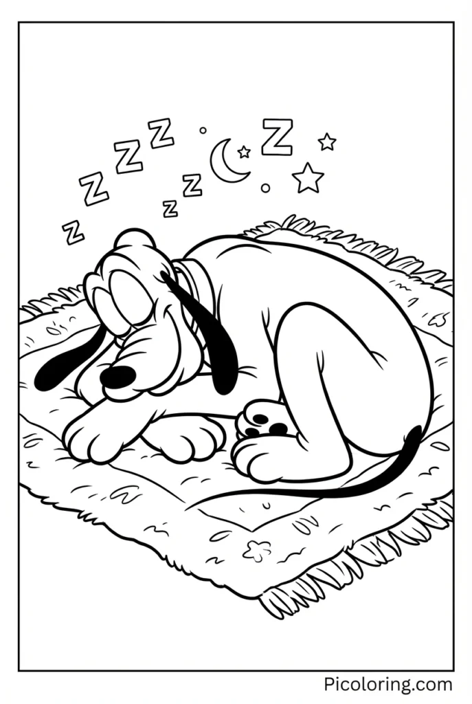 Pluto curled up sleeping on a soft rug