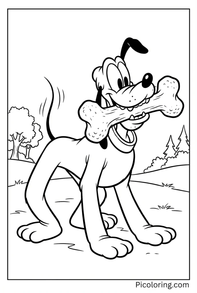 Pluto proudly holding his favorite bone