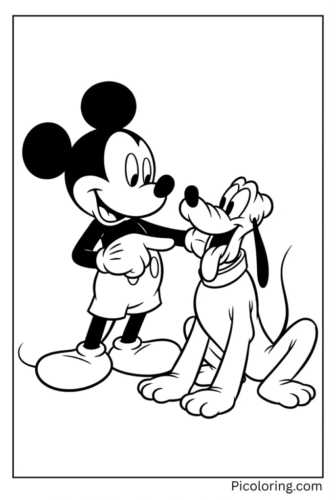 Pluto sitting obediently with a happy expression