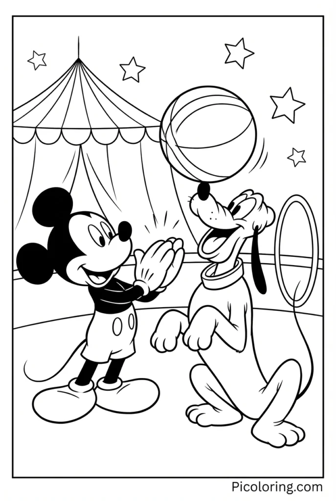 Pluto standing on hind legs doing a trick