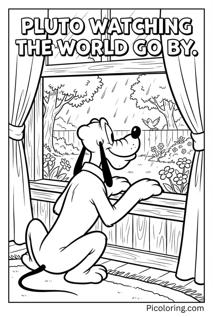 Pluto with paws on the windowsill watching outside