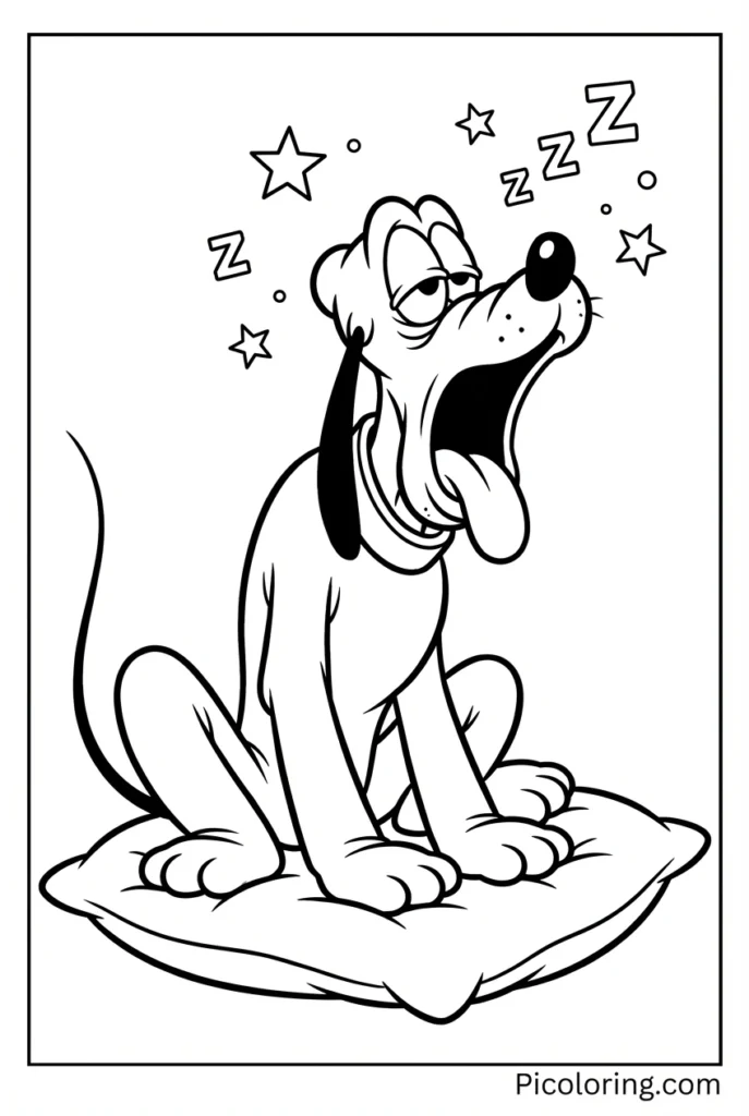 Pluto yawning and looking very tired