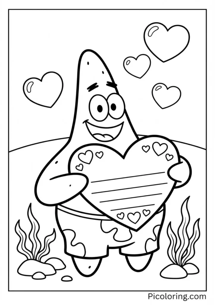 Patrick holding a big heart-shaped card