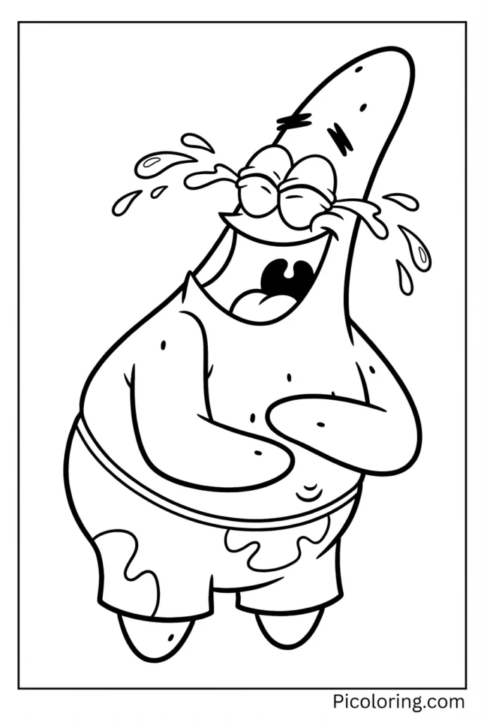 Patrick holding his belly laughing with tears of joy