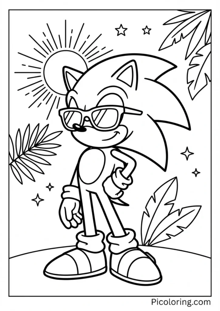 Sonic looking relaxed and stylish with sunglasses