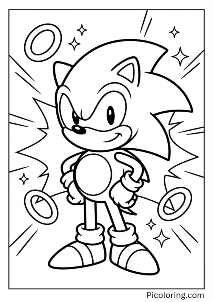 Sonic transformed into his golden Super Sonic form, glowing with power