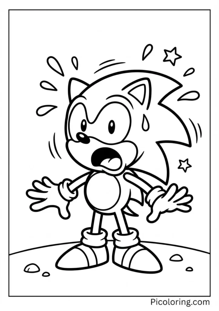 Sonic with a shocked and funny surprised face