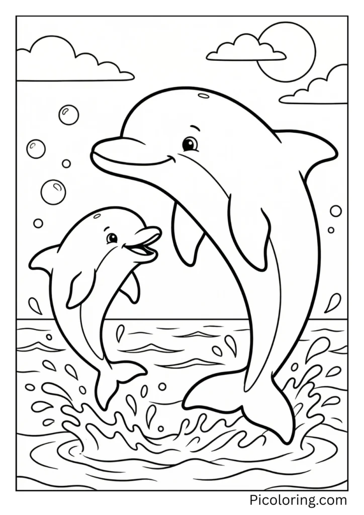 A-cute-baby-dolphin-learning-to-jump-from-its-parent