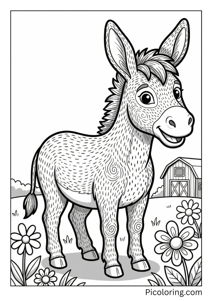 A donkey showing detailed fur texture and shading opportunities