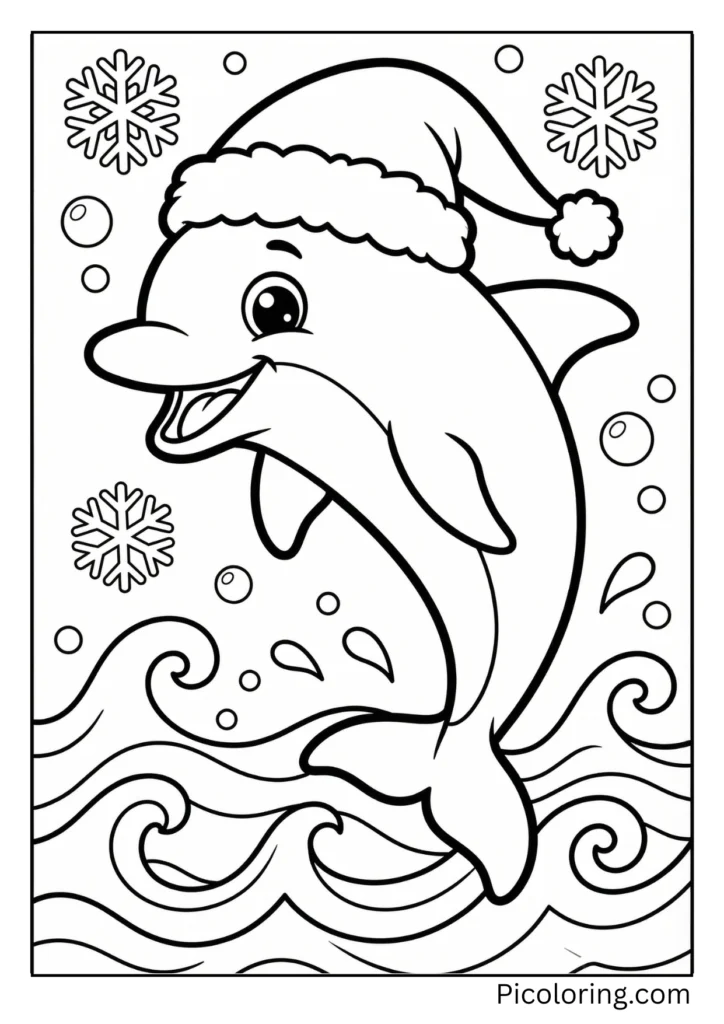 A-festive-dolphin-wearing-a-Santa-hat