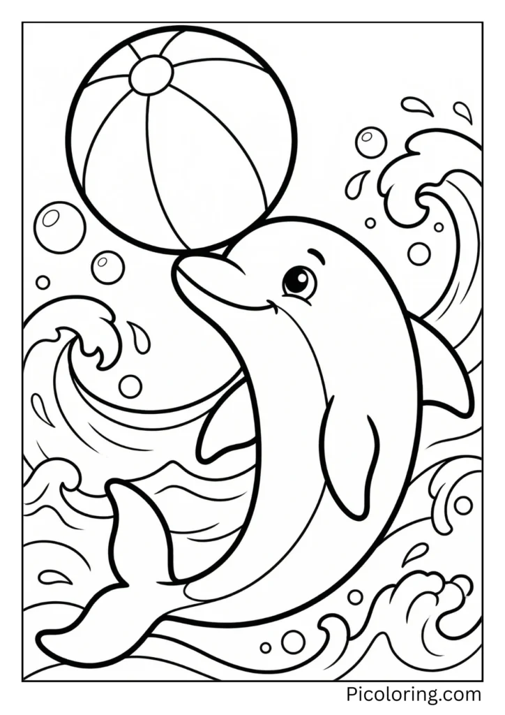 A friendly dolphin balancing a beach ball on its nose