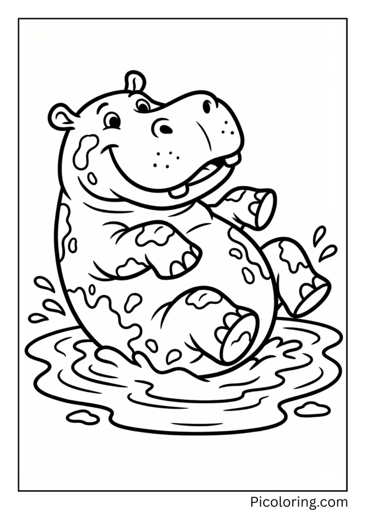 A happy hippo covered in protective mud