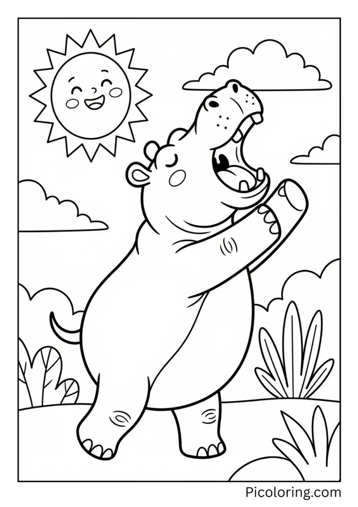 A hippo doing a big morning stretch