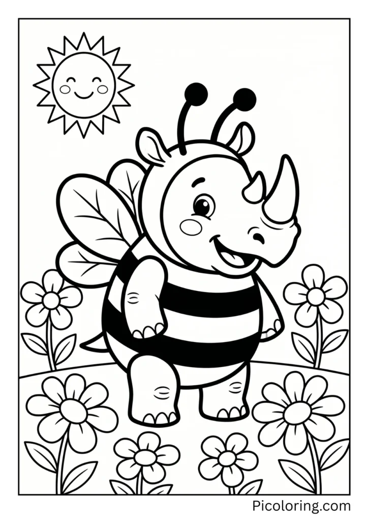 A rhinoceros in a cute costume