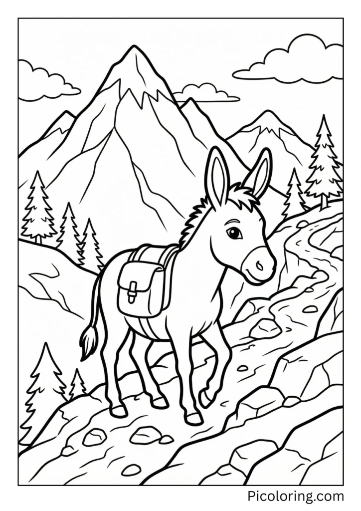 A sure-footed donkey navigating a narrow mountain trail