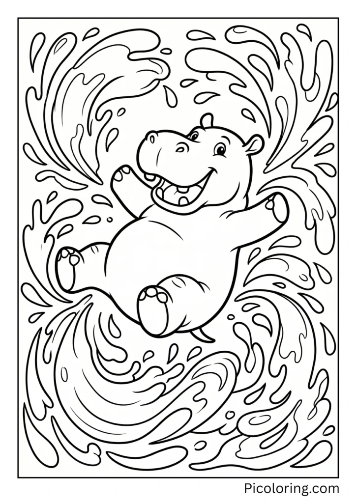 An energetic hippo creating big splashes