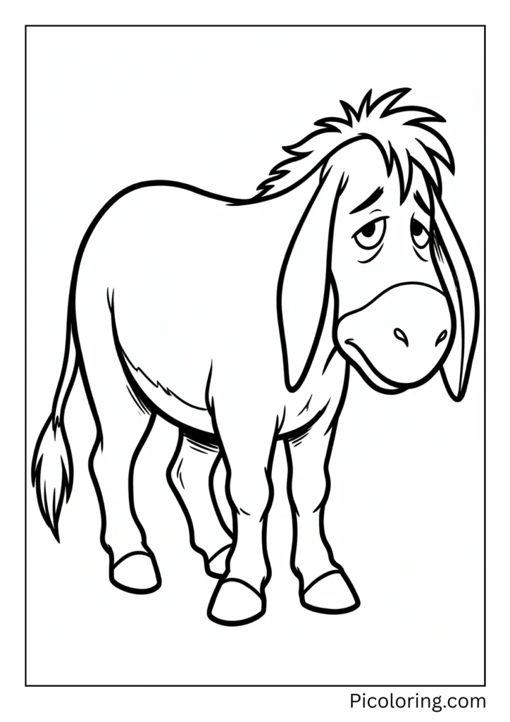 The lovable sad donkey with his droopy ears and tail