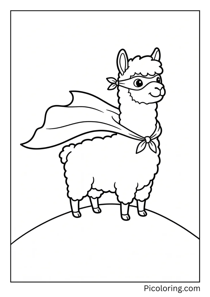 A brave alpaca wearing a flowing red cape and black mask ready to help A brave alpaca wearing a flowing red cape and black mask ready to help