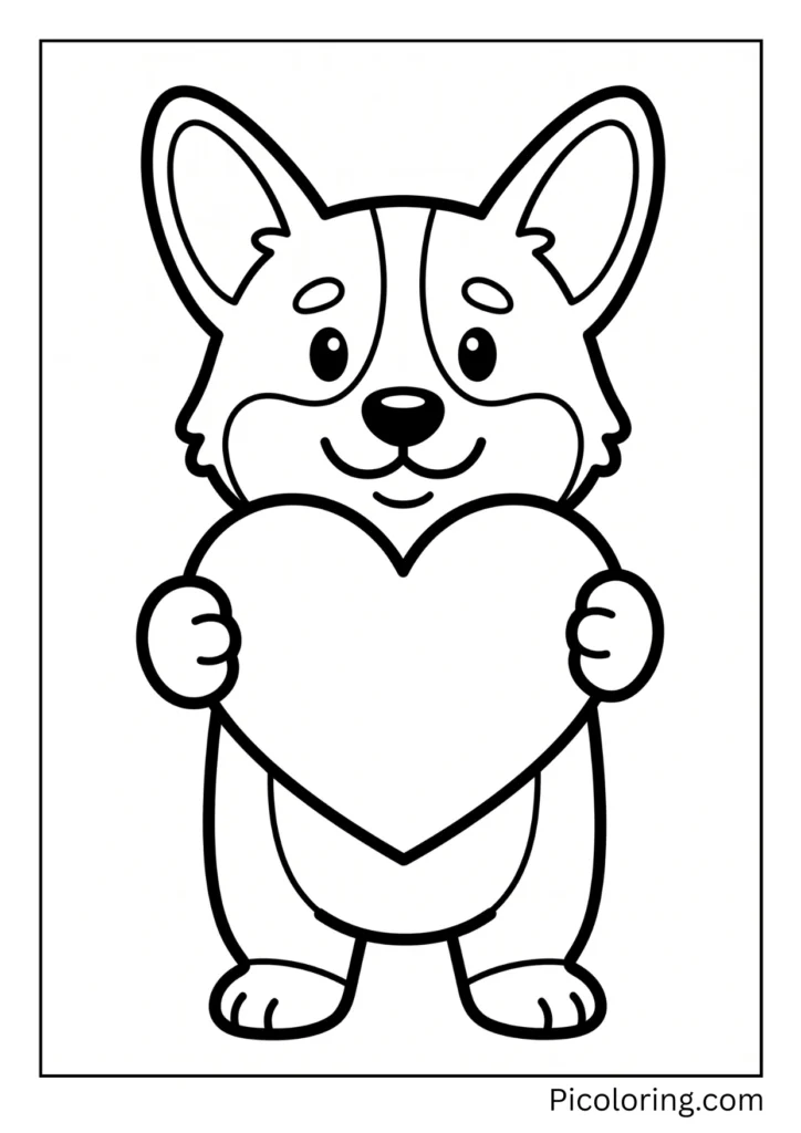 A corgi giving a heart shaped card on Valentines Day A corgi giving a heart shaped card on Valentines Day