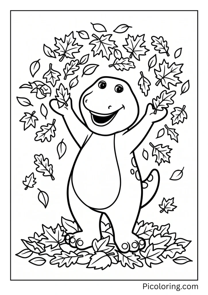 Barney throws a pile of autumn leaves up in the air Barney throws a pile of autumn leaves up in the air