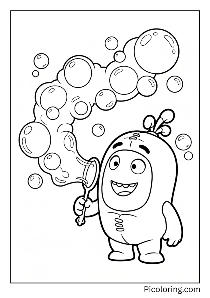 Bubbles blows soap bubbles into the air Bubbles blows soap bubbles into the air