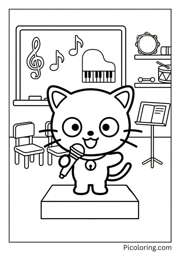 Chococat sings a song in music class