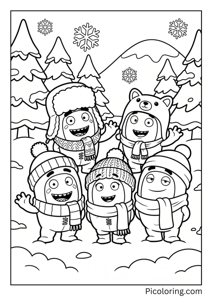 Oddbods in Winter Coats bundle up in the snow Oddbods in Winter Coats bundle up in the snow
