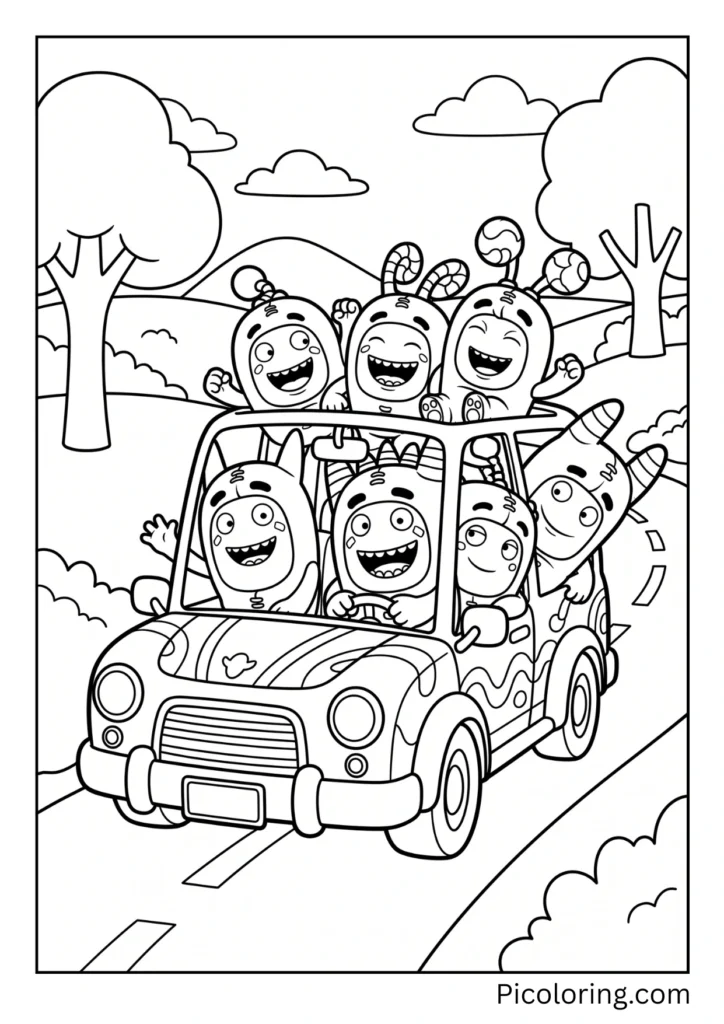 Oddbods on a Road Trip in a car Oddbods on a Road Trip in a car