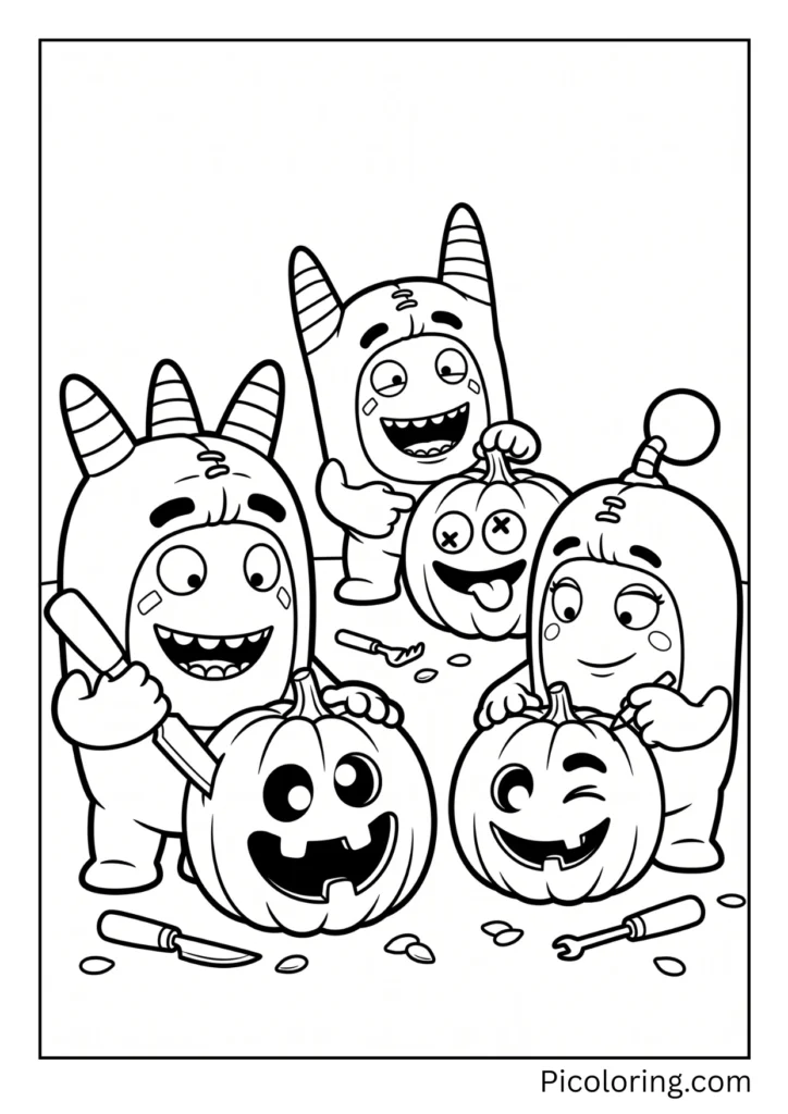 Oddbods with Pumpkins carve funny pumpkin faces Oddbods with Pumpkins carve funny pumpkin faces