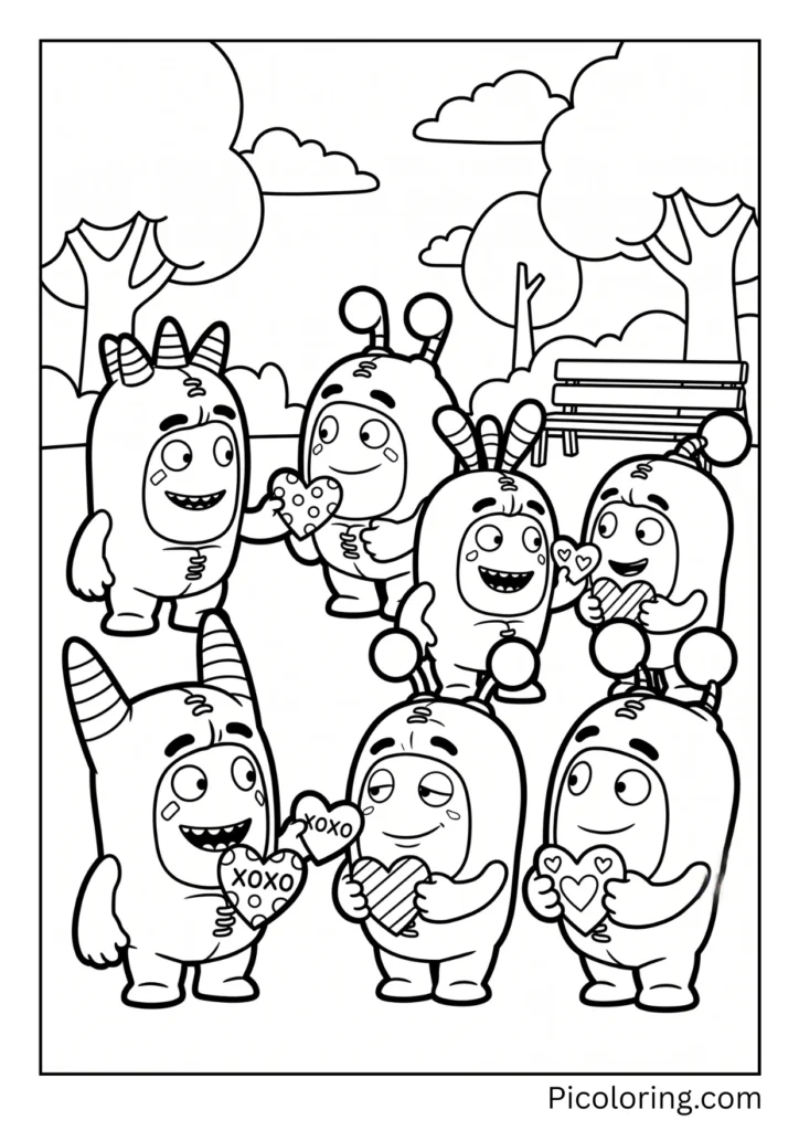 Oddbods with Valentine Hearts shares valentine cards Oddbods with Valentine Hearts shares valentine cards