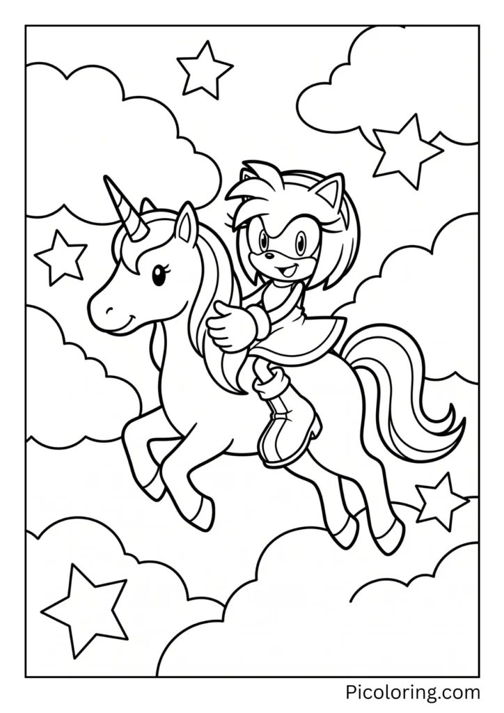 Amy Rose Riding a Unicorn