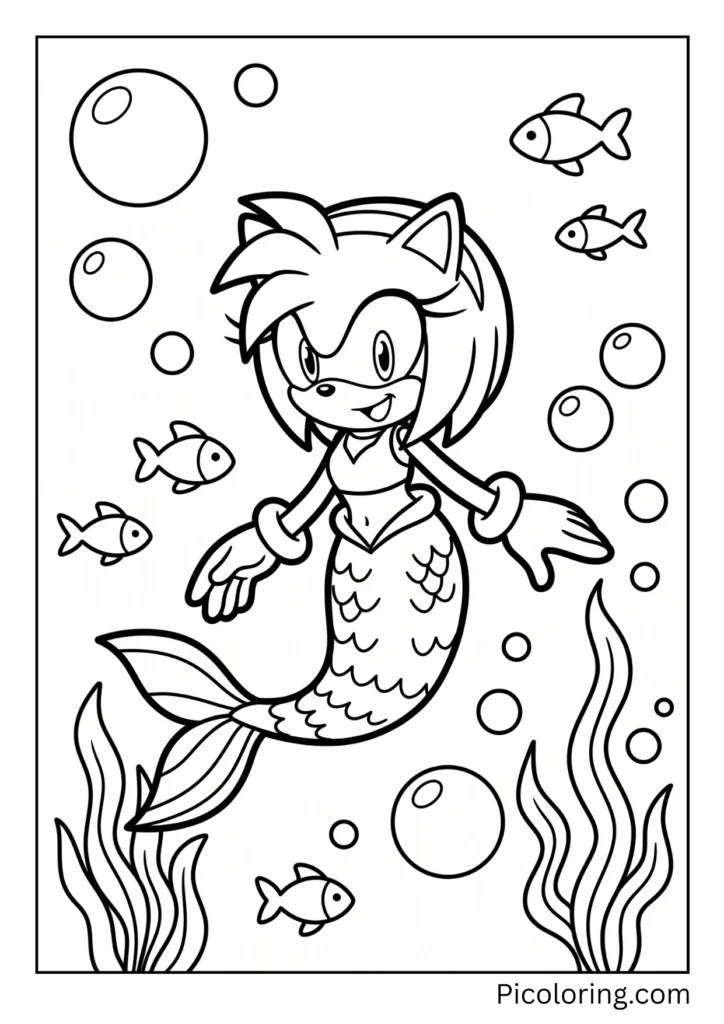 Amy Rose as a Mermaid Swimming under the sea